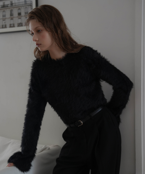 DEHEVE（デヘヴェ）の「Hairy Flare Sleeve Knit [Black]（ニット/セーター・レディース・ブラック・FREE）」の8枚目の写真