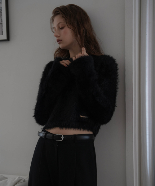 DEHEVE（デヘヴェ）の「Hairy Flare Sleeve Knit [Black]（ニット/セーター・レディース・ブラック・FREE）」の9枚目の写真