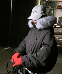 LUCPY（ラクピー）の「エコファーフード中綿ショートブルゾン／ショート丈・暖かボリューム（ブルゾン・レディース）」