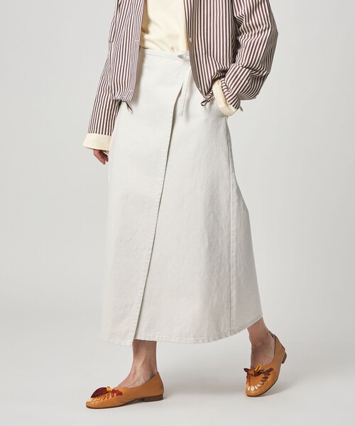 Steven Alan（スティーブンアラン）の「＜Steven Alan＞コットン ラップ デニムスカート（デニムスカート・レディース・オフホワイト/ブラック・M/S）」の8枚目の写真