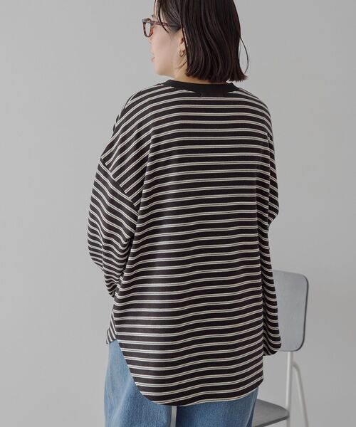 AMERICAN HOLIC(アメリカンホリック)の「ソフトタッチボーダープルオーバー(Tシャツ/カットソー・レディース・ブラウン/アイボリー/ブラック・L/M)」の7枚目の写真