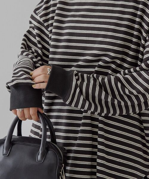 AMERICAN HOLIC(アメリカンホリック)の「ソフトタッチボーダープルオーバー(Tシャツ/カットソー・レディース・ブラウン/アイボリー/ブラック・L/M)」の8枚目の写真