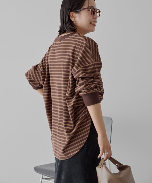 AMERICAN HOLIC(アメリカンホリック)の「ソフトタッチボーダープルオーバー(Tシャツ/カットソー・レディース・ブラウン/アイボリー/ブラック・L/M)」の15枚目の写真