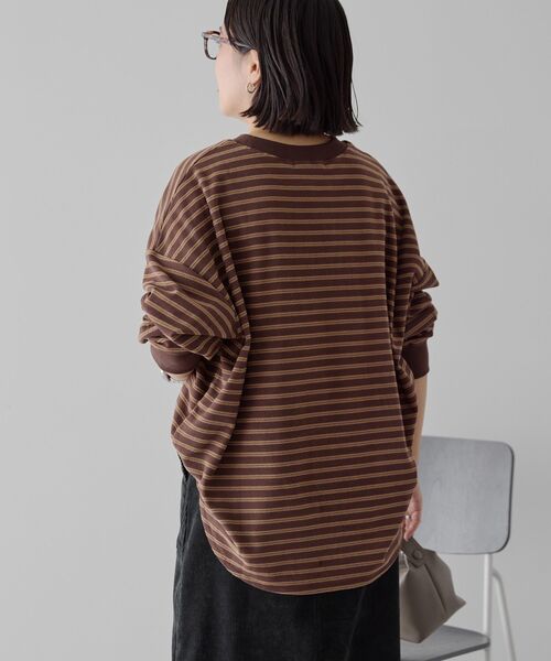 AMERICAN HOLIC(アメリカンホリック)の「ソフトタッチボーダープルオーバー(Tシャツ/カットソー・レディース・ブラウン/アイボリー/ブラック・L/M)」の16枚目の写真