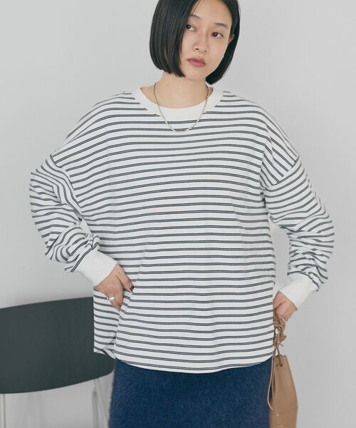AMERICAN HOLIC(アメリカンホリック)の「ソフトタッチボーダープルオーバー(Tシャツ/カットソー・レディース・ブラウン/アイボリー/ブラック・L/M)」の18枚目の写真