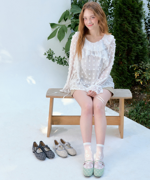 SHOEHI(シューハイ)の「セリーヌ メリージェーン フラット(3カラー)(バレエシューズ・レディース・ブラック/ベージュ/グリーン・22.5cm/23cm/23.5cm/24cm/24.5cm/25cm)」の5枚目の写真