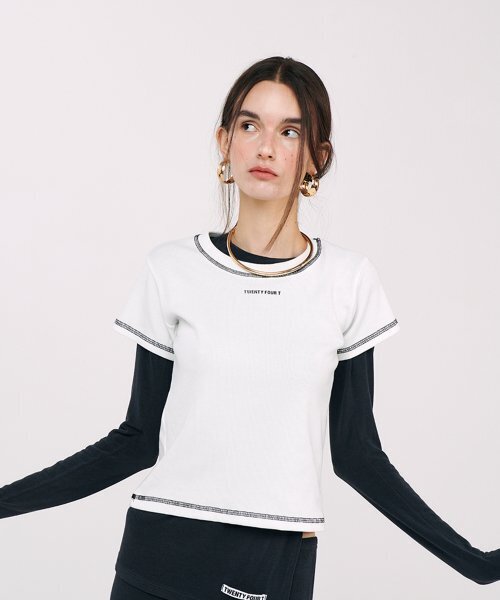 TWENTY FOUR T(トゥエンティフォーティ)の「ロゴステッチTシャツホワイト(Tシャツ/カットソー・レディース・その他・FREE)」の2枚目の写真