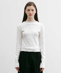 YOUNGOH（ヨンオ）の「Edge Point Flower Long Sleeve T-Shirt White（Tシャツ/カットソー）」
