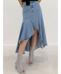MERCURYDUO | デニムイレギュラーヘムフレアスカート(スカート)