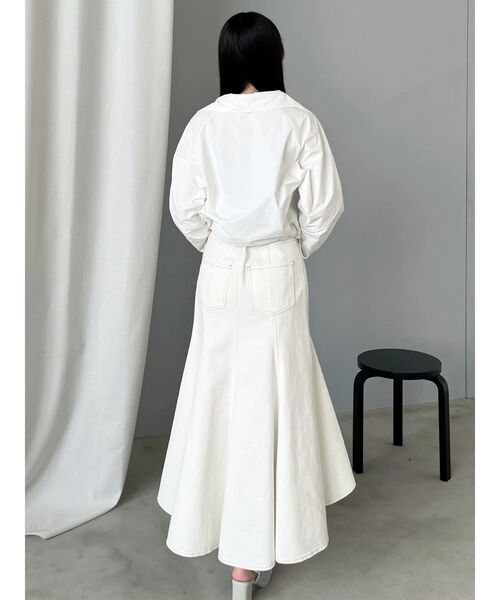 MERCURYDUO（マーキュリーデュオ）の「デニムイレギュラーヘムフレアスカート（スカート・レディース・ライトブルー/オフホワイト・MEDIUM/SMALL）」の21枚目の写真