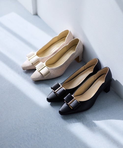 Juze（ジュゼ）の「ハートカットリボンパンプス（パンプス・レディース・ブラック/ベージュ系その他2・S/M/L）」の6枚目の写真