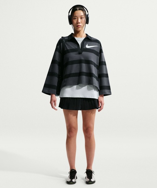 NIKE(ナイキ)の「NIKE AS W NSW PREP TOP / ナイキ ウィメンズ プレップ L/S トップ【SP】(ポロシャツ・レディース・グレー/ベージュ・S/M/L)」の11枚目の写真