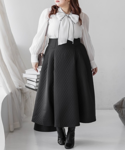 CLETTE(クレット)の「CLETTEオリジナル配色リボンタイシアーブラウス(シャツ/ブラウス・レディース・ブルー/ブラック/ホワイト・4L/3L/LL)」の6枚目の写真