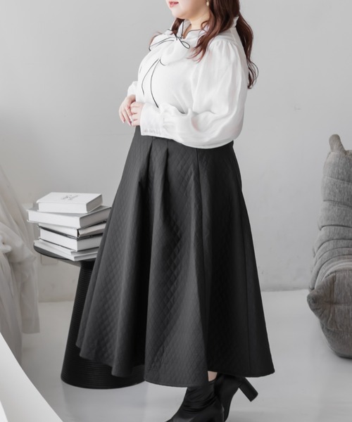 CLETTE(クレット)の「CLETTEオリジナル配色リボンタイシアーブラウス(シャツ/ブラウス・レディース・ブルー/ブラック/ホワイト・4L/3L/LL)」の7枚目の写真