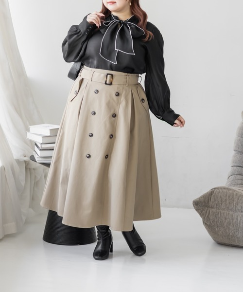 CLETTE(クレット)の「CLETTEオリジナル配色リボンタイシアーブラウス(シャツ/ブラウス・レディース・ブルー/ブラック/ホワイト・4L/3L/LL)」の9枚目の写真