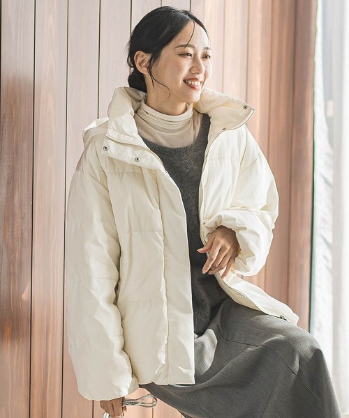 Droite lautreamont（ドロワットロートレアモン）の「テンダークロス2WAYダウン（ダウンジャケット/コート・レディース・ブラック/オフホワイト/ベージュ・S/M）」の2枚目の写真