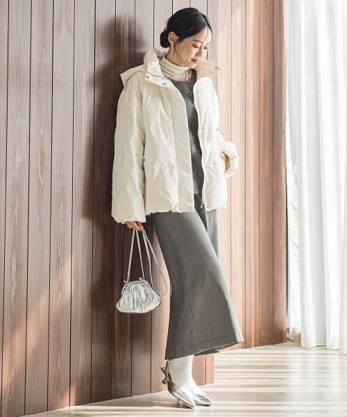 Droite lautreamont（ドロワットロートレアモン）の「テンダークロス2WAYダウン（ダウンジャケット/コート・レディース・ブラック/オフホワイト/ベージュ・S/M）」の12枚目の写真