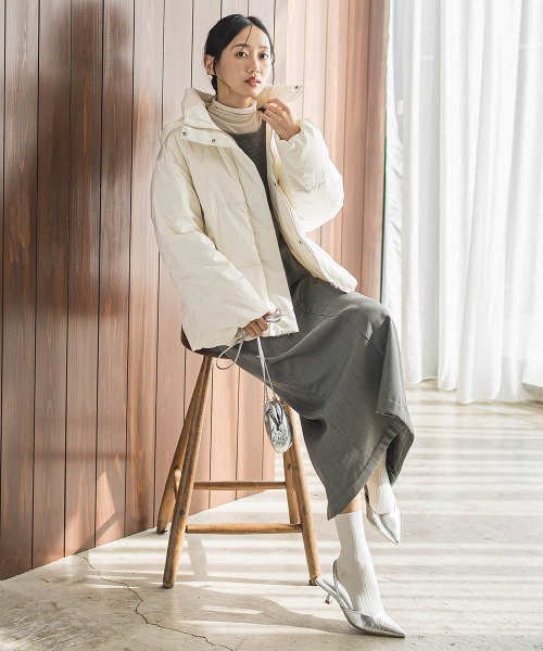 Droite lautreamont（ドロワットロートレアモン）の「テンダークロス2WAYダウン（ダウンジャケット/コート・レディース・ブラック/オフホワイト/ベージュ・S/M）」の19枚目の写真