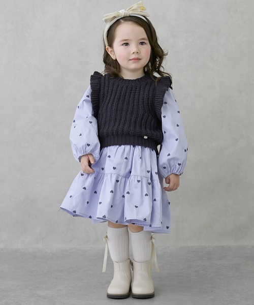 petit main（プティマイン）の「【リンク】ベストつきワンピース（ワンピース・キッズ・ライトブルー/ライトピンク/カラフル・120cm/100cm/110cm/130cm/90cm/80ｃｍ）」の2枚目の写真