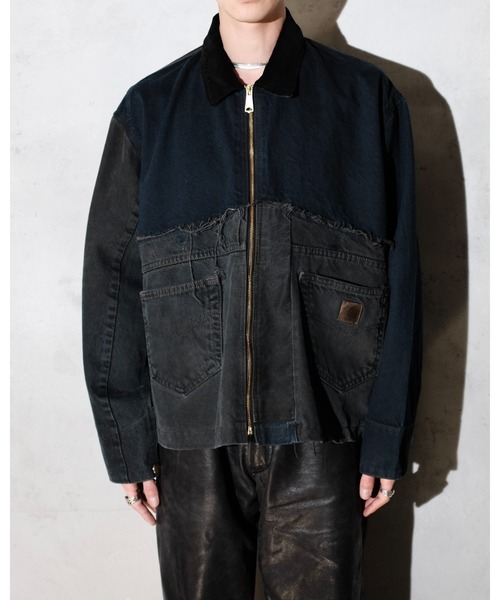 Carhartt(カーハート)の「THRIFTY LOOK スリフティルック / CARHARTT DENIM ACTIVE JACKET カーハート リメイク(デニムジャケット・メンズ・ブラック・MEDIUM/LARGE)」の5枚目の写真