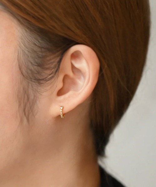 【片耳のみ！】スターダスト・ダイヤモンドフープピアス(S) K10YG K10YG ダイヤモンド スターダスト フープピアス（S）（ピアス（両耳用