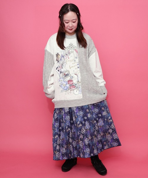 iS ScoLar（イズスカラー）の「553295：雅結×iS ScoLarコラボ 花蝶リバーシブルスカート（スカート・レディース・ブラック/ネイビー・L/M）」の8枚目の写真