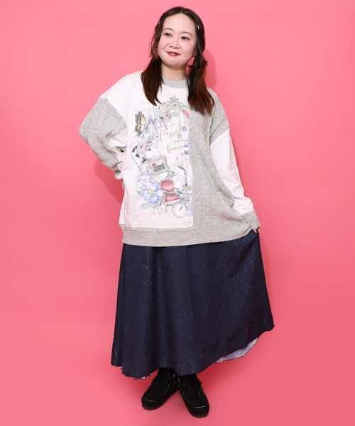 iS ScoLar（イズスカラー）の「553295：雅結×iS ScoLarコラボ 花蝶リバーシブルスカート（スカート・レディース・ブラック/ネイビー・L/M）」の10枚目の写真