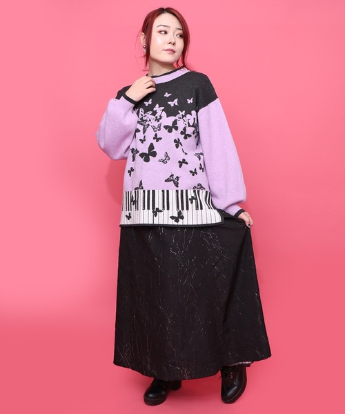 iS ScoLar（イズスカラー）の「553295：雅結×iS ScoLarコラボ 花蝶リバーシブルスカート（スカート・レディース・ブラック/ネイビー・L/M）」の20枚目の写真