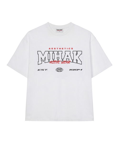 MIHAK(ミハク)の「ストロークアーチロゴオーバーサイズTシャツ (ホワイト)(Tシャツ/カットソー・メンズ・その他・1/2/3)」の6枚目の写真