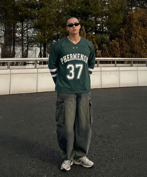 PHERMENON(フェルメノン)の「オーバーサイズラグビージャージロングスリーブ - ライトグレー(Tシャツ/カットソー・メンズ・ライトグレー・1/2/3)」の9枚目の写真