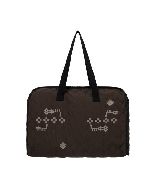 Quilted Tote Bag Brown