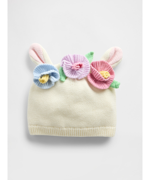GAP(ギャップ)の「クロシェ アニマル ビーニー (ベビー)(ニットキャップ/ビーニー・キッズ・イエロー/ホワイト・0-3M/3-6M/6-12M)」の1枚目の写真