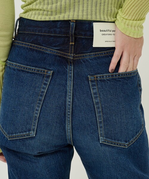 beautiful people(ビューティフルピープル)の「【beautiful people/ビューティフルピープル】selvedge denim bleach straightpants/セルビッジデニムブリーチストレートパンツ(デニムパンツ・レディース・ダークインディゴブルー・36/34)」の9枚目の写真