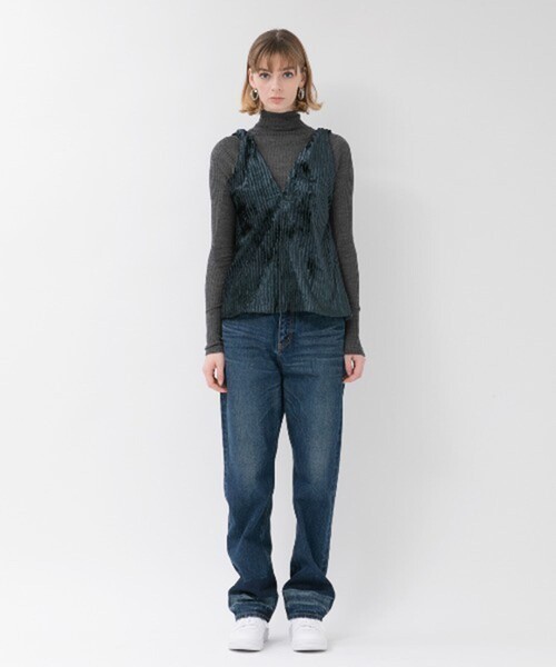 beautiful people(ビューティフルピープル)の「【beautiful people/ビューティフルピープル】selvedge denim bleach straightpants/セルビッジデニムブリーチストレートパンツ(デニムパンツ・レディース・ダークインディゴブルー・36/34)」の11枚目の写真