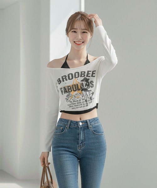Pt18kg(プラチナイチハチキログラム)の「オフショルダーロゴプリントトップス(Tシャツ/カットソー・レディース・ブラック/ホワイト・FREE)」の15枚目の写真