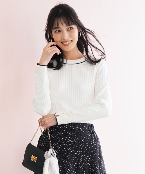 ANY SIS(エニィスィス)の「ラインポイント ニット(ニット/セーター・レディース・ライトグリーン系/ネイビー系/ホワイト系・X-SMALL)」の2枚目の写真