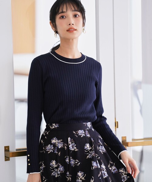 ANY SIS(エニィスィス)の「ラインポイント ニット(ニット/セーター・レディース・ライトグリーン系/ネイビー系/ホワイト系・X-SMALL)」の14枚目の写真