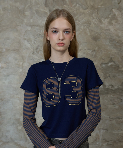 LARTIGENT(ラーティゼン)の「L13 STRIPE T-SHIRT(NAVY)(Tシャツ/カットソー・レディース・その他・FREE)」の2枚目の写真