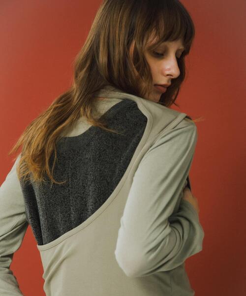 LAATO（ラート）の「layered long set tee（Tシャツ/カットソー・レディース・ライトカーキ/ブラック/ライトブルー・FREE）」の8枚目の写真