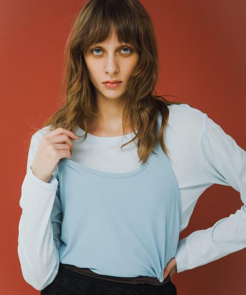 LAATO（ラート）の「layered long set tee（Tシャツ/カットソー・レディース・ライトカーキ/ブラック/ライトブルー・FREE）」の14枚目の写真
