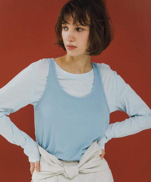 LAATO（ラート）の「layered long set tee（Tシャツ/カットソー・レディース・ライトカーキ/ブラック/ライトブルー・FREE）」の16枚目の写真