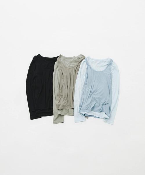LAATO（ラート）の「layered long set tee（Tシャツ/カットソー・レディース・ライトカーキ/ブラック/ライトブルー・FREE）」の18枚目の写真