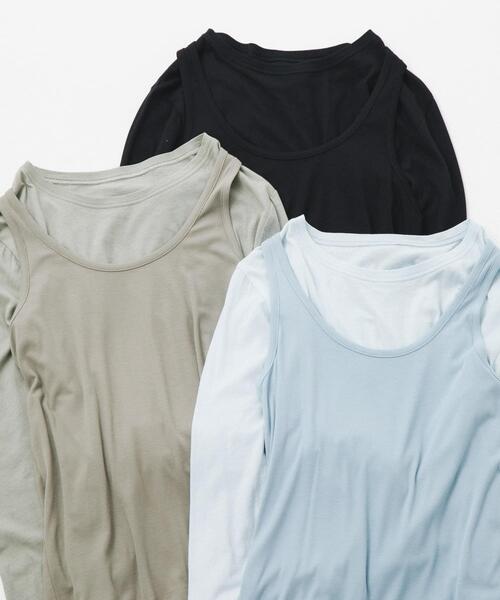 LAATO（ラート）の「layered long set tee（Tシャツ/カットソー・レディース・ライトカーキ/ブラック/ライトブルー・FREE）」の20枚目の写真