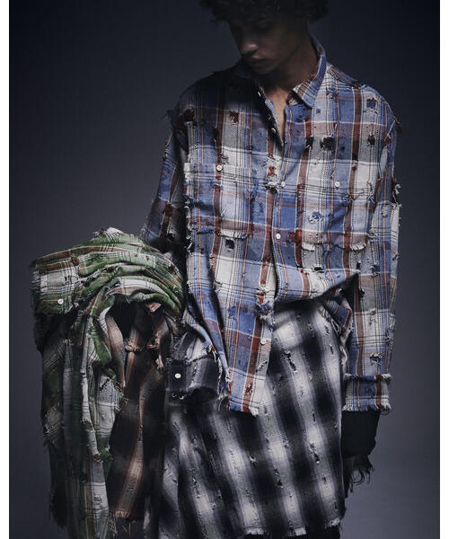 DANKE SCHON(ダンケシェーン)の「DankeSchon/ダンケシェーン/DAMAGE CAMO CHECK L/S SHIRTS(シャツ/ブラウス・レディース・ブルー/モスグリーン・L/M)」の5枚目の写真