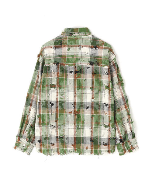 DANKE SCHON(ダンケシェーン)の「DankeSchon/ダンケシェーン/DAMAGE CAMO CHECK L/S SHIRTS(シャツ/ブラウス・レディース・ブルー/モスグリーン・L/M)」の3枚目の写真