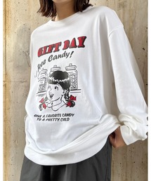 GIFTDAYガールデザインプリント裏毛スウェット