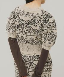 KBF | ジャガードハーフスリーブニット(ニット/セーター)