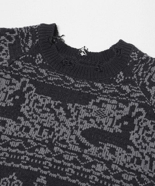 KBF（ケイビーエフ）の「ジャガードハーフスリーブニット（ニット/セーター・レディース・ベージュ/ネイビー・ONE）」の21枚目の写真