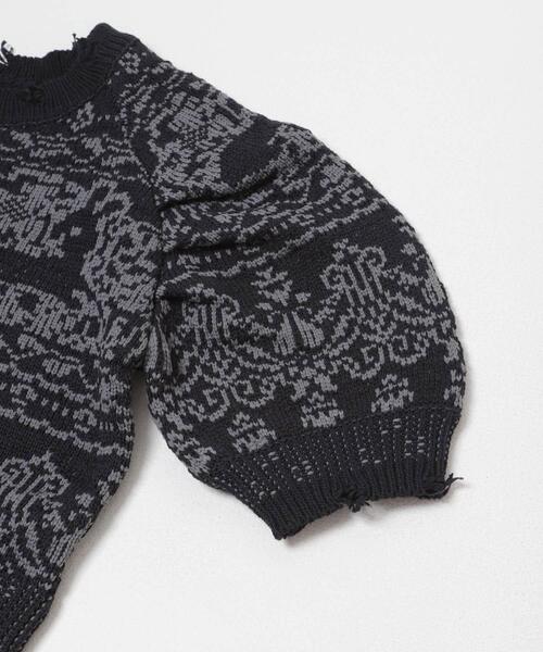 KBF（ケイビーエフ）の「ジャガードハーフスリーブニット（ニット/セーター・レディース・ベージュ/ネイビー・ONE）」の22枚目の写真