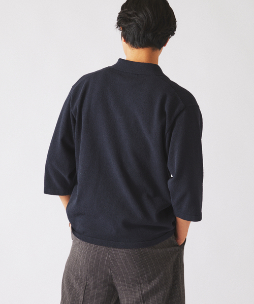 JOURNAL STANDARD relume（ジャーナルスタンダード　レリューム）の「ウォッシャブル ブークレニット スキッパー ポロシャツ（Tシャツ/カットソー・メンズ・ネイビー/スカイブルー/ライトイエロー・MEDIUM/LARGE）」の14枚目の写真